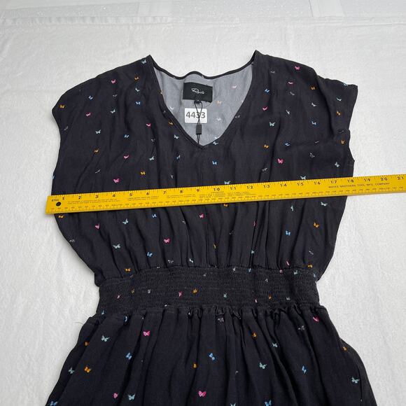 Rails Dress Women S Black Lucca Rainbow Butterfly Print Mini Ruffle Casual NWT - Picture 10 of 11